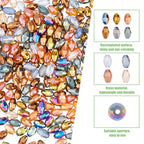 DICOSMETIC 500Pcs 10 Colors Electroplate Glass Beads 6x4mm Faceted Bicone Beads Crystal Bead Mini Oval Spacer Beads Sparkle Bead for DIY Bracelet Necklace Jewelry Making