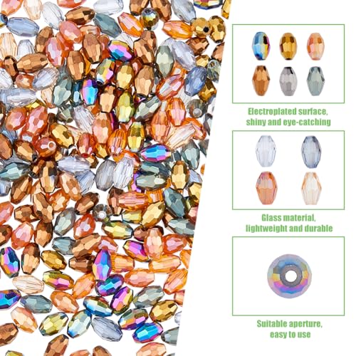 DICOSMETIC 500Pcs 10 Colors Electroplate Glass Beads 6x4mm Faceted Bicone Beads Crystal Bead Mini Oval Spacer Beads Sparkle Bead for DIY Bracelet Necklace Jewelry Making