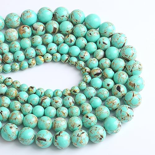 6MM 60PCS Peacock Blue Shell Turquoise Spacer Loose Beads for Jewelry Making DIY Bracelet Necklace - color: Peacock Blue Shell Turquoise, size: 6mm