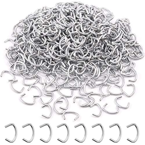 Keadic 1000Pcs 1/2" Hog Rings, Galvanized Hog Rings, Hog Rings for Auto Upholstery, Professional Upholstery Hog Rings, Hog Ring Set for Furniture Fencing Bagging - color: 1000pcs 1/2 Hog Rings