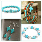 SUNNYCLUE 1 Box 100Pcs Turquoise Cross Beads Bulk Synthetic Turquoise Blue Gemstone Bead Easter Mini Cross Stone Spacer Beads for Jewelry Making Charms Beading Kits Christmas Bracelets DIY Supplies - color: 100pcs 12x16mm Blue Cross Beads