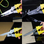 TOOLMAK Aviation Tin Snips Heavy Duty Metal Cutter, Straight Shears with Stainless Steel Blade & Comfort Grips, Multifunction Cutting of Branches, Cable Wires, Thin Iron, Cardboard(Right Hand), 8 Inch - size: 8 Inch Straight Blade
