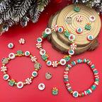 730pcs Christmas Polymer Clay Beads Bracelet Making Kit, Gold Beads Clay Bead Charms for Jewelry Making DIY Bracelet, Necklace, Earring, Christmas Charms Arts Crafts DIY Gifts - color: 1 Christmas model