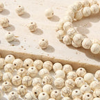 8mm White Turquoise Beads 190pcs Natural Stone Bead Gemstone Round Loose Beads for DIY Crafts Bracelet Necklace Earrings Jewelry Making(White) - color: white