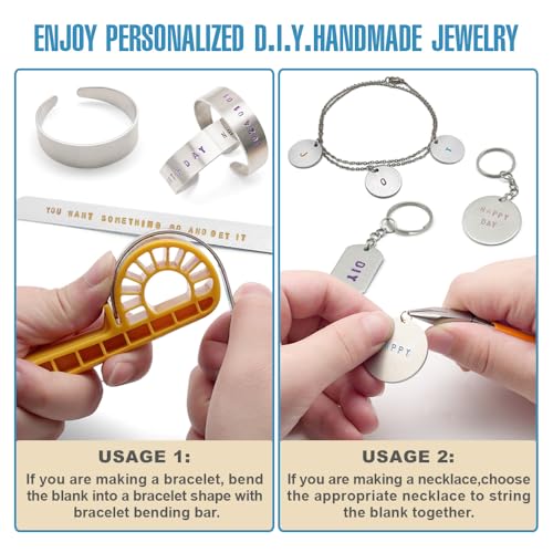 OWDEN 167 Pcs D.I.Y. Hand Stamped kit, Metal Stamping kit and DIY Personalized Stamp Jewelry Gift, Tag and Bracelet Blanks,Great Teenage Birthday Gift, Unique Handmade Jewelry