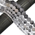 AD Beads Beautiful Natural Matte Gemstone Round Spacer Loose Beads 4-12mm (4mm, 02 Matte Cloud Crystal Quartz) - color: 02 Matte Cloud Crystal Quartz, size: 4mm