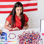 Ferraycle 5700 Pcs Fall Halloween Clay Beads Set Christmas Clay Beads Holiday DIY Jewelry Making Kits for Bracelet Necklace Earring(Red, Blue, White) - color: Red, Blue, White
