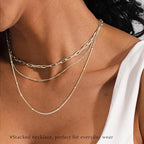 3PCS Gold Necklaces for Women,Chunky Statement Gold Plated Necklace Stack Layered Sterling Silver Herringbone Chains for Women Dainty Trendy Silver Chains Stacked Jewelry Gifts - color: silver beaded necklace set