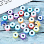 100pcs Colorful Evil Eye Polymer Clay 10mm Spacer Beads for Women Jewelry Making DIY Bracelet Necklace Hair Clip Accessories (Evil Eye) - color: Evil Eye