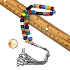 Simple Designed Natural Stone Worry Beads - Prayer Beads Tesbih-Tasbih-Tasbeeh-Misbaha-Subha-Sebha-Sibha-Rosary (Multi Color Resin Drum -8X6 mm- 33 Beads) - color: Multi Color Resin Drum -8X6 mm- 33 Beads