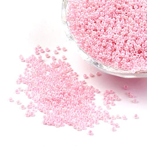 Craftdady 12/0 Round Glass Seed Beads 2mm Opaque Pink Tiny Loose Pony Spacer Beads About 5000Pcs for Jewelry Making Hole: 0.5mm - color: Opaque Pink, 2mm