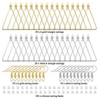 240PCS Triangle Earring Beading Hoop Set for Jewelry Making - 100PCS Earring Hooks & Backs (K Gold, White K) - color: 240PCS;Triangle;K Gold,White K