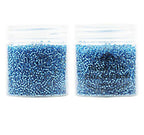 Bala&Fillic 12/0 Glass Seed Beads Clear Dark Turquoise Blue Color Silver Lined Seed Beads About 10000pcs/110g in Box (Dark Turquoise Blue) - color: Dark Turquoise Blue, size: 2mm