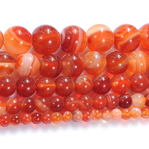 92Pcs Natural Crystal Beads Stone 4mm Red Stripe Onyx Agates Gemstone Round Loose Energy Healing Beads for Bracelet Necklace Earrings Jewelry Making - color: Red, size: 4MM