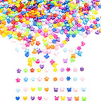 Gxueshan 1000 Pcs Acrylic Plastic Heart Star Mix Perforated Beads Bulk Rainbow Hair Beads, DIY Face Mask Pony Beads for Friendship DIY Kandi Bracelet Necklace Jewelry Making Supplies Kit (Mix)