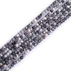 4mm Matte Natural Black Web Picasso Jasper, 15 Inch Strand 95 Beads, Frosted Round Stone Gemstone Spacer Beads for Jewelry Making Bracelet Necklace Earrings - color: Black Web Webbed, size: 4mm