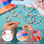 Beadthoven 2820pcs/Box Clay Beads Kit 6mm Vinyl Flat Heshi Bracelet Making Beads Gradient Color Handmade Polymer Clay Preppy Beads for Friendship Bracelet Necklace Jewelry Making DIY Craft Supplies - color: Gradient Color