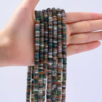 Natural Indian Agate Disk Stone Spacer Beads 6x2mm 38cm/str Flat Rondelle Loose Semi Gemstone Caps for Making Bracelets Necklace - color: Indian Agate