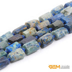 GEM-Inside 35Pcs 8x12mm Natural Blue Lapis Lazuli Chrysocolla Stone Gemstone Faceted Freeform Tube Column Chakra Beads for Jewelry Making Full 15" Strand Power Energy - color: Blue Lapis Lazuli