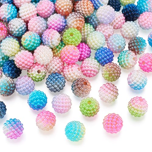 150Pcs Resin Berry Beads 15mm Chunky Bubblegum Beads Round Gumball Spacer Bead 10 Colors for DIY Crafts Bracelet Necklace Earring Jewelry Making - color: Mixed Color-A, size: 15mm