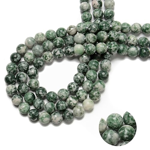 122Pcs(2 Strand/Set) 6mm Green Spot Jasper Smooth Round Beads Natural Stone Beads AAA Grade Premium Round Gemstone Genuine Real Stone Loose for DIY Bracelet Jewelry String Making - color: Green Spot Jasper, size: 6mm