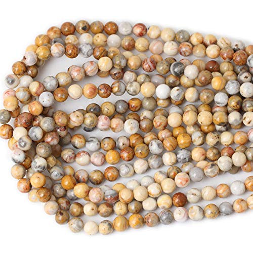 45PCS 8mm Natural Yellow Crazy Lace Agate Gemstone Round Loose Beads for Jewelry Making 1 Strand 15" - color: Yellow Crazy Lace Agate, size: 8mm 45pcs