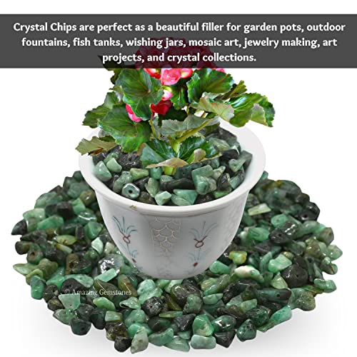 Emerald Pre Drilled Crystal Crushed Chips Beads for Bracelets Making, DIY Handmade Natural Healing Crystals (25 Inch Strand) - color: Emerald
