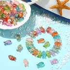 Stiesy Electroplated Glass Beads 90Pcs, 9 Colors Golden Metal Enlaced Fish Shape DIY Craft Beads for DIY Bracelet Necklace Jewelry Making Keychain Craft - color: Fish-9 Colors-90pcs