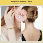 Magnetic Necklace Clasps and Closures with Lobster Clasp, Gold & Silver Magnetic Jewelry Clasps Helper for Necklace Extender, Bracelets and Jewelry - color: 3 Styles | 12Pcs_Diamond & Balls