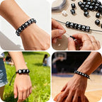 Acrylic Letter Beads 4mm Flat Round, 6mm Square - Beads for Making Friendship Bracelet or Necklace (26 Pieces of Square Black with White) - color: 26 pieces of square black with white