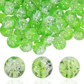 100Pcs 10mm Crackle Glass Beads for Jewelry Making - Round Spacer Crystal Beads Bulk, DIY Craft Supplies for Necklace Bracelet Earrings (Leaf Green Transparent) - color: Leaf Green Transparent