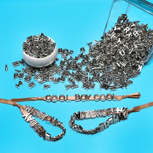 300+ Pieces 9x12mm Big Large Alphabet Letter Beads Charms A-Z Mixed Plastic Shape Loose Bead for Jewelry Making Bracelets Necklaces Key Chains (Silvery) - color: Silver, size: 300 Pieces