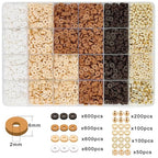 MIIIM Neutral Clay Beads Kit for Bracelets Making, Heishi Beads for Friendship Bracelet, Clay Charms and Gold Spacers for Jewelry Making, Crafts, Concert, Raves, Gifts (Golden Brown Cream) - color: Golden Brown Cream