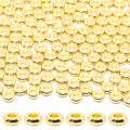 200Pcs 4mm Gold Flat Spacer Beads 18K Gold Plated Loose Beads for Jewelry Making DIY Bracelet Necklace Earring - size: 4mm