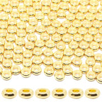 200Pcs 4mm Gold Flat Spacer Beads 18K Gold Plated Loose Beads for Jewelry Making DIY Bracelet Necklace Earring - size: 4mm