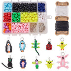 SUNNYCLUE 1 Box 600+Pcs 10 Sets Bead Pets Kit 8mm Large Pony Beads Animals Keychain Kit Video tutorials Gecko Lizard Spacers for Christmas Adult Women Gift Fun Supplies Paper Instruction - color: 8mm Pony Beads Kit Cute Animal Themed