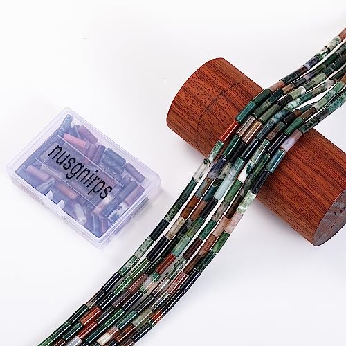 Natural Indian Agate Cylinder Tube Beads 4x13mm 38cm/str Loose Semi Gemstone Stone Beads for Making Bracelets Necklace Earrings - color: Indian Agate, size: 4x13mm Cylinder