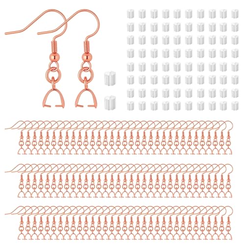 180PCS Earring Making Kits Rose Gold Earring Hooks Hypoallergenic Ear Wires Fish Hook for DIY Jewelry Making Bulk Pack - color: Rose Gold