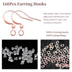 160 PCS/80 Pairs Rose Gold Fish Hook Earring Hooks with 100 PCS Clear Silicone Earring Backs and 100 PCS Jump Rings for DIY Jewelry Making - color: C style-Rose Gold Earring Hooks
