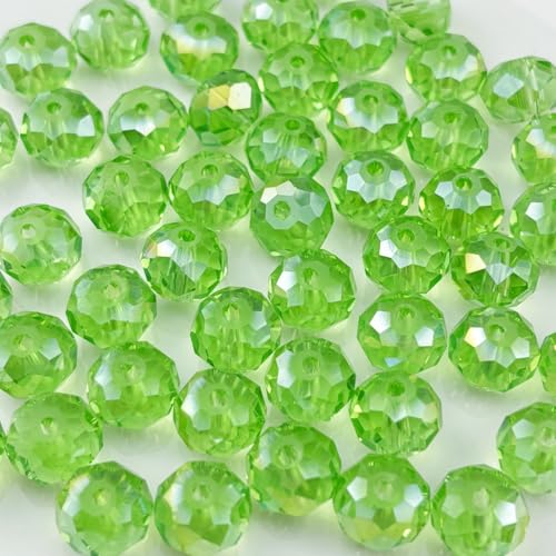 400pcs 4mm Crystal Glass Beads for Crafts Faceted Rondelle Glass Beads for Jewelry Making Crystal Spacer Beads for Necklaces Bracelets Earrings DIY Craft(Light Green AB) - color: Light Green AB, size: 4mm