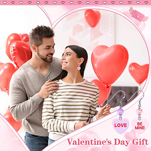 108 Pcs 6 Different Words Valentine's Day Candy Heart Charms Pendant DIY Heart Earring Charms Craft Supply for Jewelry Making