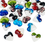 Cheriswelry 24Pcs Heart Pearlized Beads Handmade Lampwork Glass Beads Crystal Glass Heart Loose Spacer Bead 19mm for Women Earring Bracelet Necklace Jewelry Making DIY Crafts - color: 6 Color-Two Tone Heart