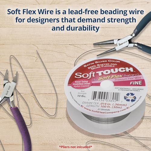Soft Flex 21 Strand Stringing Wire - Flexible Braided - Fine 0.14 Diameter - Jewelry Making Bead Wire - Satin Silver - style: 100 Feet