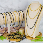 Huskein 100 PCS New Years Beads Bulk, 33" Mardi Gras Beads Necklaces, Congrats Grad Beads Necklaces, Blackgold Parade Supplies Graduations Party Beads Party Accessories Set Favors - color: Blackgold