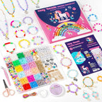 Gionlion Easter Basket Stuffers for Girls 8-12, Bracelet Making Kit Arts and Crafts for Jewelry Making Supplies Kit with 198Pcs Letter Beads, Unicorn/Mermaid DIY Birthday Mothers Day Gifts - style: Girly Gift