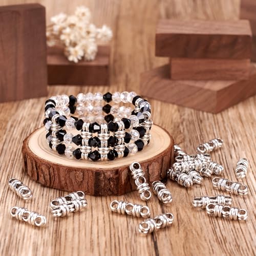 Pandahall 50pcs Tibetan Style Antique Silver Alloy 3 Holes Spacer Bar Jewelry Making Charms Link Connector Multi Strand Separator 6.5x20x6.5mm