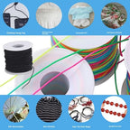 Elastic Jewelry Thread, 1mm Braided Thread, Used for Making Bracelets, Necklaces, DIY Crafts, Each roll 50 Meters, 4 Rolls 200 Meters (2 Black+2 Color) - color: 2 Black+2 Colorful