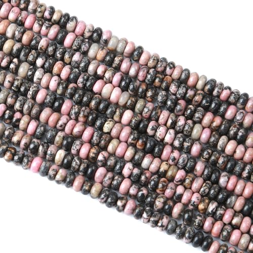 2x4MM 150PCS Black Rhodochrosite Rhodonite Tube Rondelle Abacus Disk Spacer Loose Beads for Jewelry Making - color: Black Rhodonite, size: 2x4mm abacus-shaped