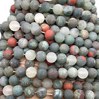 ABCGEMS Velvet-Matte-Finished African Setonite Blood Stone Beads (Enhance The Stone's Inherent Texture and Nature Hues with a Non-Glare Aesthetic) Smooth Round 8mm (Non-Shiny) - color: Setonite AKA Blood Stone (From Africa)