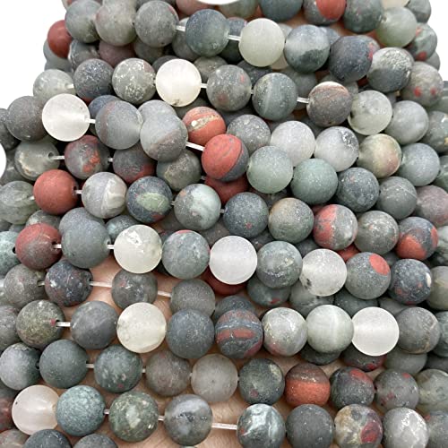 ABCGEMS Velvet-Matte-Finished African Setonite Blood Stone Beads (Enhance The Stone's Inherent Texture and Nature Hues with a Non-Glare Aesthetic) Smooth Round 8mm (Non-Shiny) - color: Setonite AKA Blood Stone (From Africa)